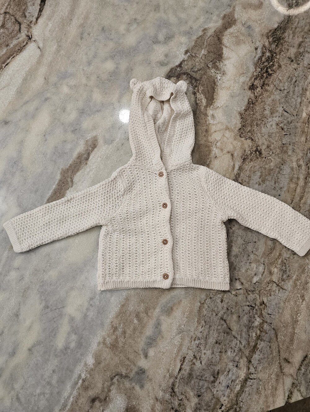 Tommy Bahama Baby Knit Hooded Sweater Teddy Bear Ears Cream Size Unknown